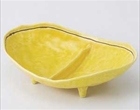 黄釉仕切四つ足鉢