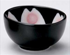 黒釉桜花楕円小鉢