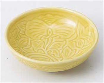黄色唐草彫丸鉢
