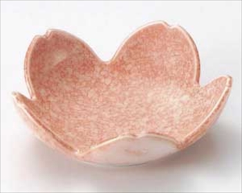 柿釉白吹桜型小鉢