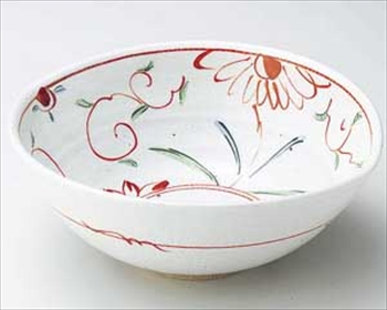 赤絵立花船型盛鉢