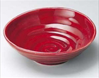 辰砂釉彩華変形鉢