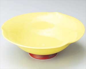黄釉高台三ツ押鉢