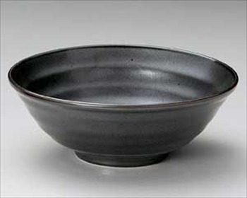 黒結晶釉縄文型６.８麺鉢