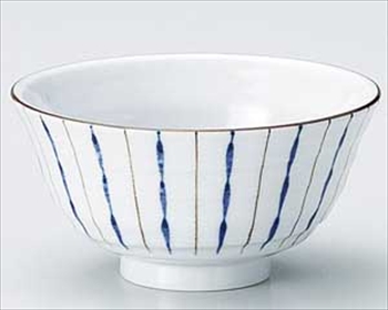 雅十草リム型　茶漬碗ブルー＆飯碗ブルー