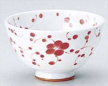 墨絵唐草赤ＵＫ葵型茶碗