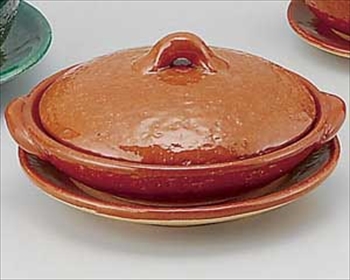 ５号赤楽柳川鍋（受皿付）