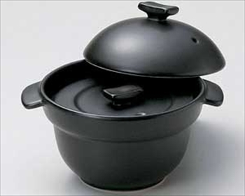 黒釉１人用ご飯鍋１合炊（中蓋付）