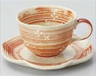 流水小花（赤）コーヒー碗皿