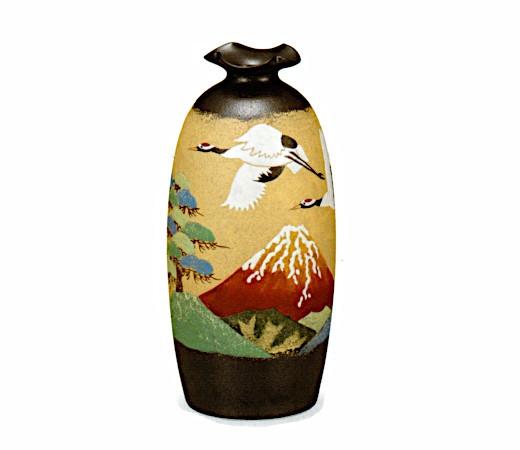 8号 花瓶・赤富士に鶴